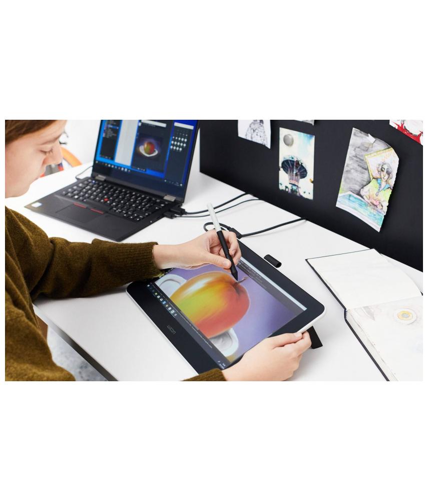 Wacom Cintiq One 13.3 inch 1920 x 1080 (Full HD) 8192 Kalem Basınç Hassasiyetli Profesyonel Grafik Tablet + Katlanabilir Ayak + Kablosuz ve Pilsiz Kalem